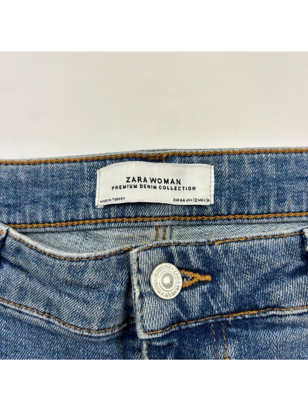 Zara Blue Distressed Stretch Denim Skinny Ankle Jeans 12 - Picture 3 of 6